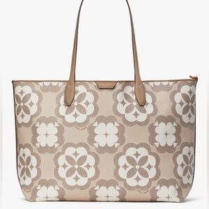 Kate Spade Tan and White Floral Tote